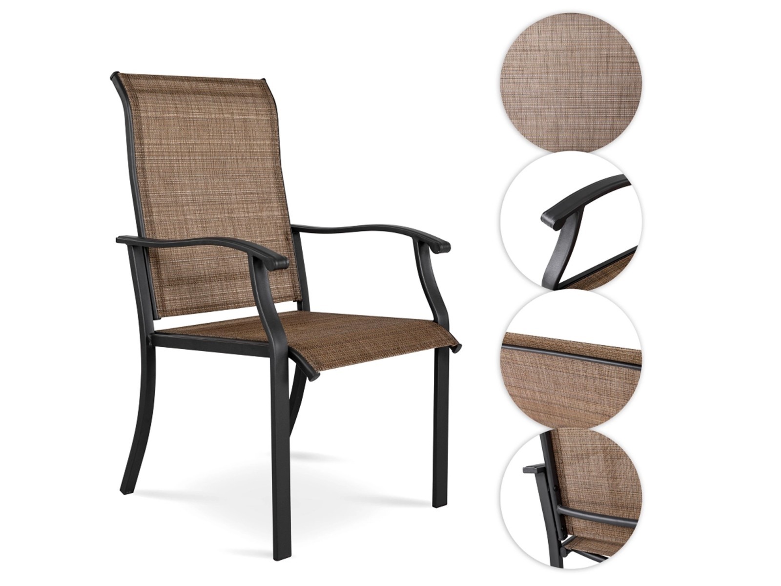 SET OF 2 Nuu Garden Outdoor Dining Chairs Textilene Fabric with Armrests Patio