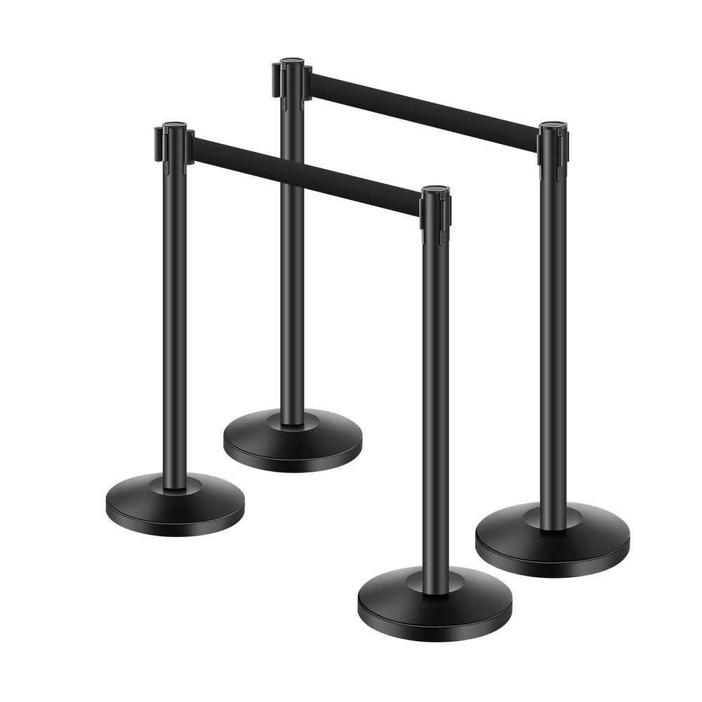 VEVOR 4Pcs Stanchion Post Crowd Control 4 Retractable Belts Sand Injection Base
