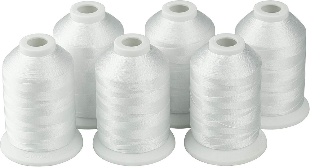 Brother 63 Color Embroidery Thread Bundle + 6 White Sewing Threads Set