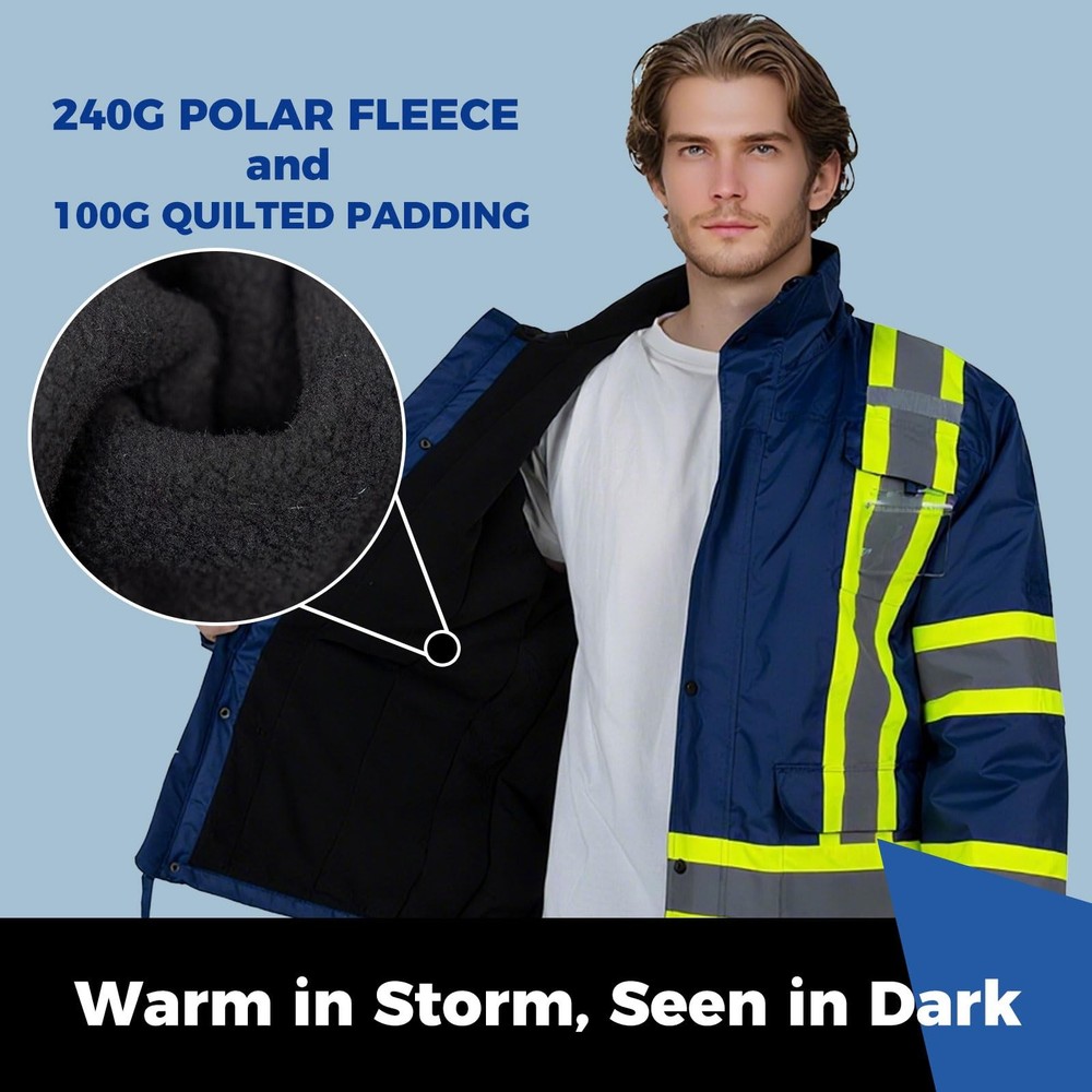 High Visibility Safety Jacket for Men Hi Vis Reflective Construction Work Jac...