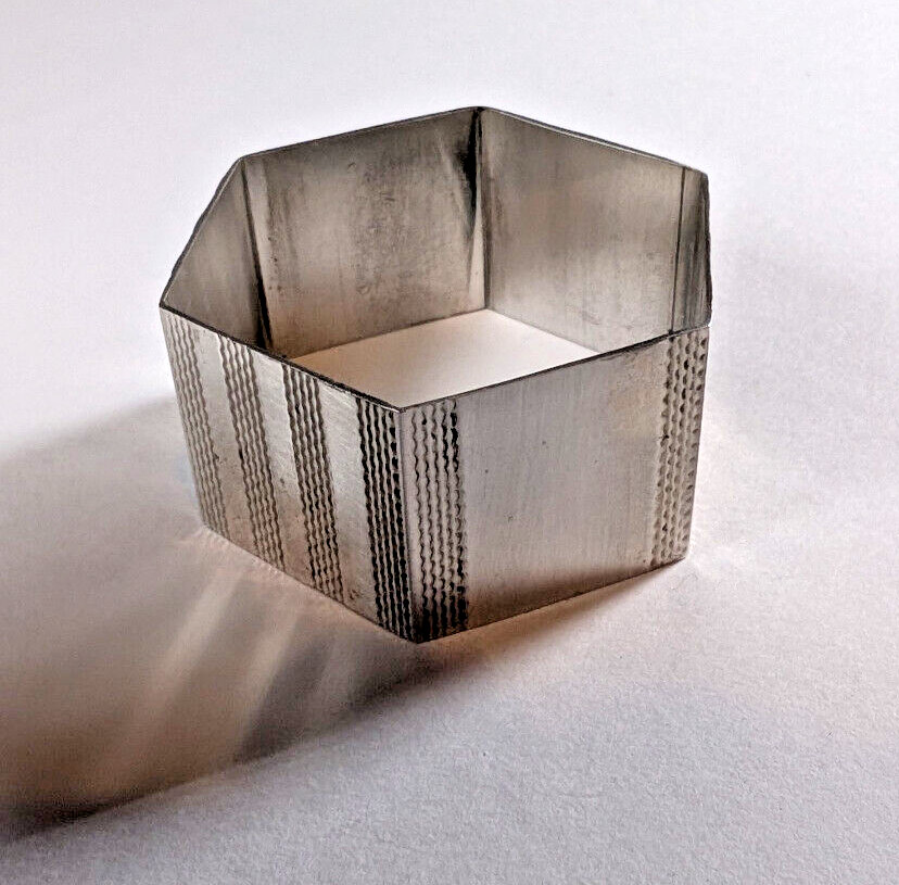 Vintage Silver Hexagonal Napkin Ring - Engraved Initials ACJ 20.8g