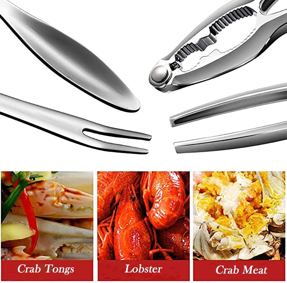 19PCs Seafood Tools Set Nut Cracker Set includes 4 Crab Crackers 4 Forks