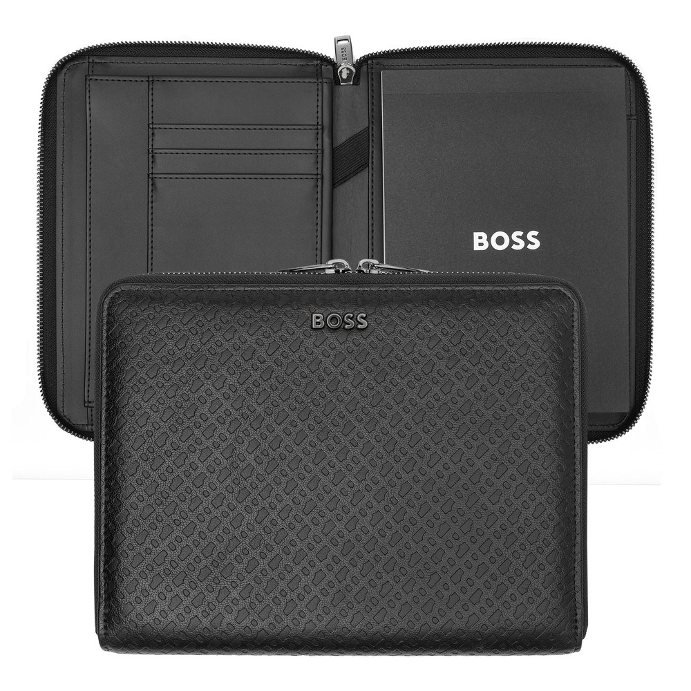 Hugo Boss Monogram Zipped Black Conference Folder A5