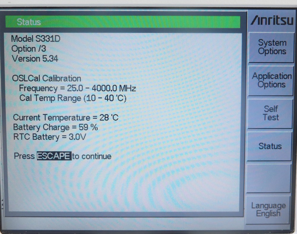 Anritsu S331D Site Master Cable & Antenna Analyzer SiteMaster S331 Option 3