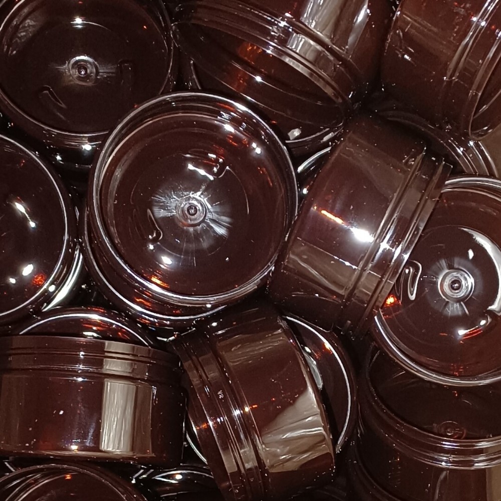 8oz Amber PET Low Profile Plastic Jars | Quantity Per Package: 80 | JARS ONLY