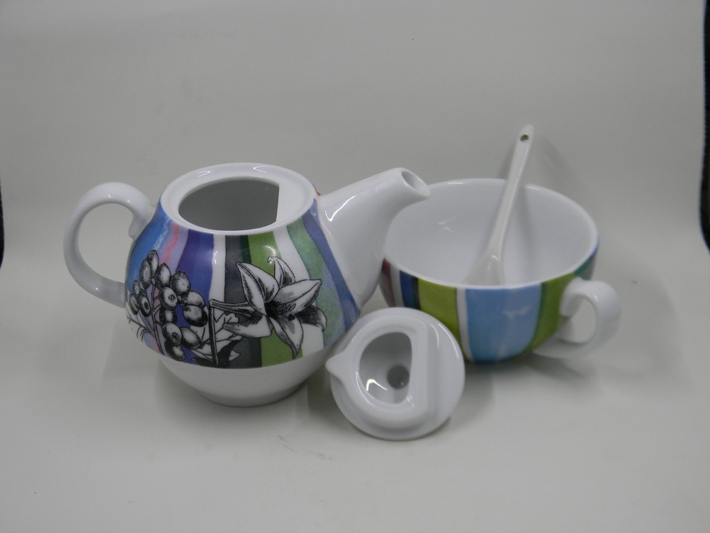 Paperchase Stackable Tea Pot Lid Cup Spoon Fine Porcelaine