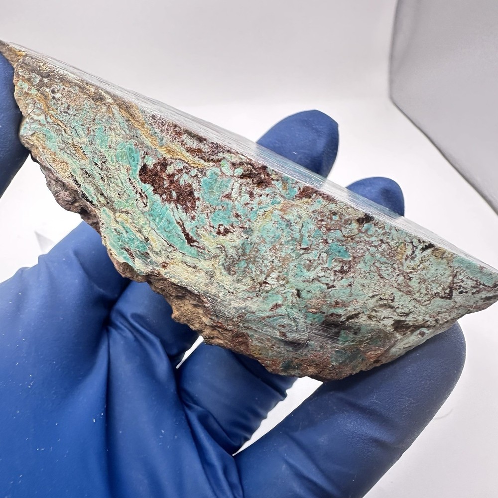 Congolese Chrysocolla Specimen - Polished Front & Base - End Cut Lapidary