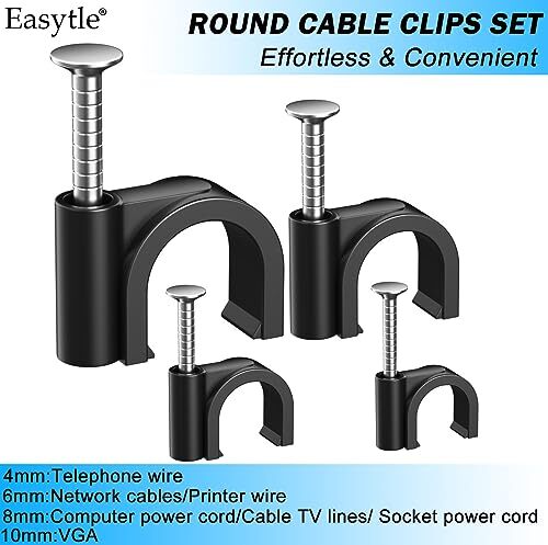 400 Pcs Nail In Cable Clips Cable Tacks for Cords Cable Management Ethernet