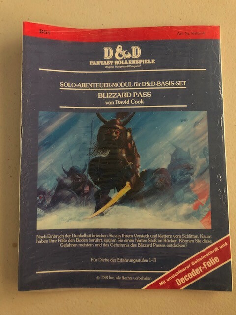 German Language TSR D&D Adventure Module Blizzard Pass BS1 - New SW