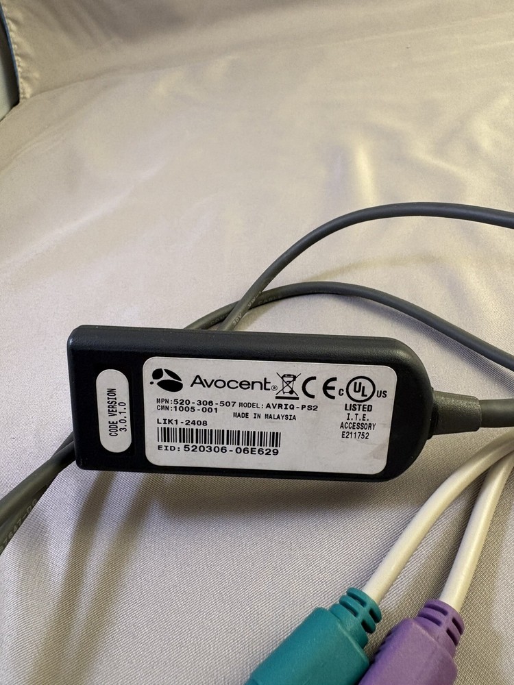 Avocent AVRIQ-PS2 520-306-507 PS2 KVM Server Interface Cable Adapter Module