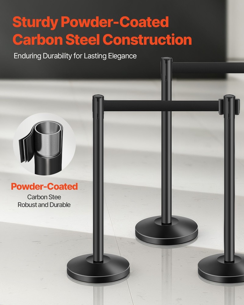 VEVOR 4Pcs Stanchion Post Crowd Control 4 Retractable Belts Sand Injection Base
