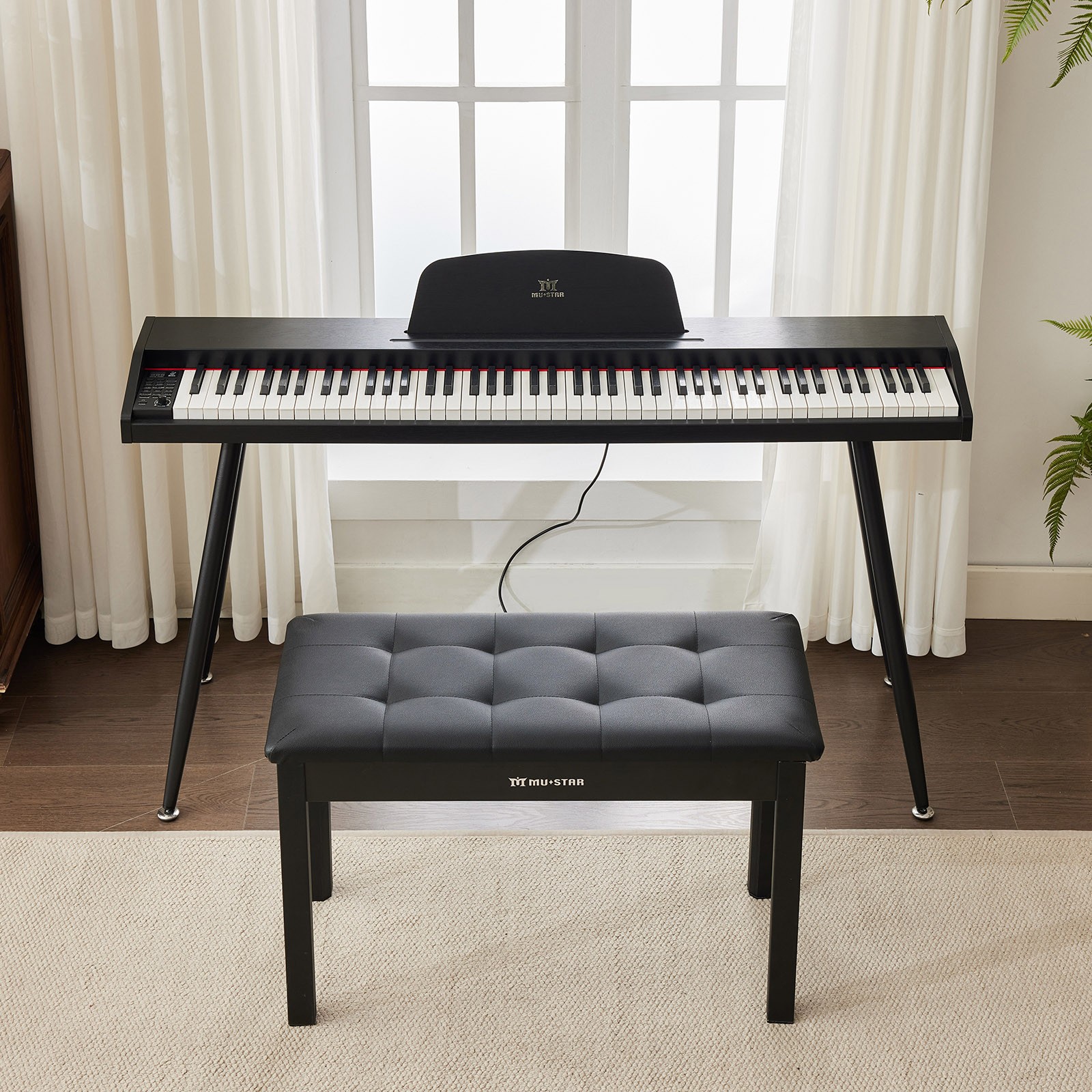 Black 88-Key Semi-Weighted Digital Piano with 3 Pedal USB/MIDI