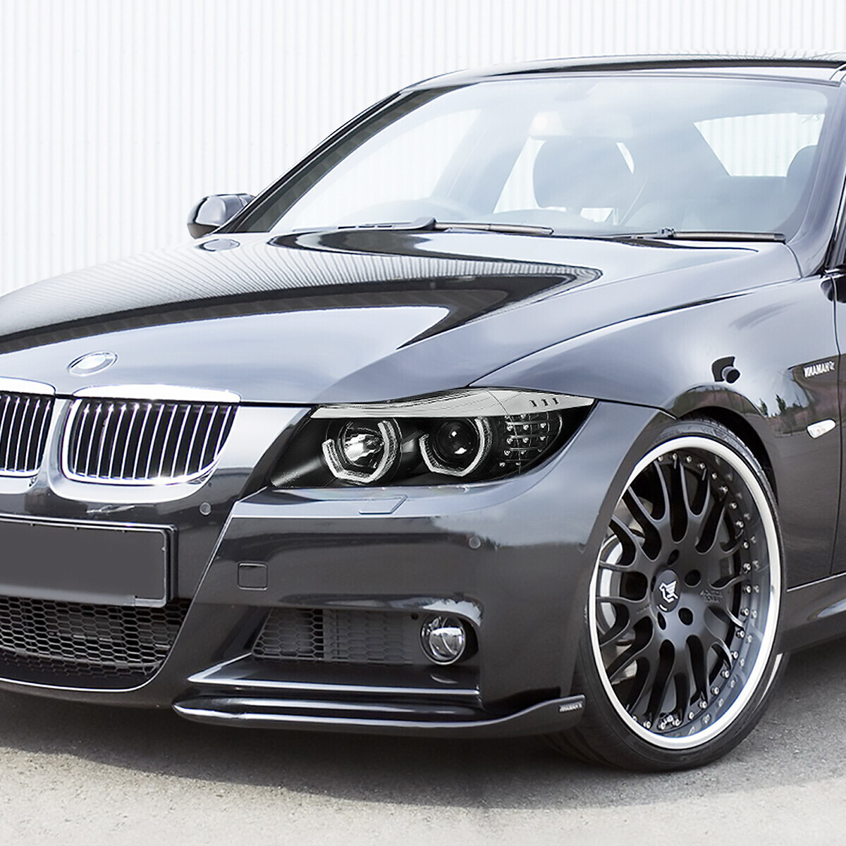 [3D U-Halo DRL+LED Signal] For 09-12 BMW E90 3-Series Projector Headlights Black