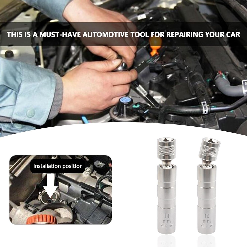 Salior 16mm&14mm Spark Plug Socket,Thin Wall 12 Points 3/8" Drive Spark Plug Rem
