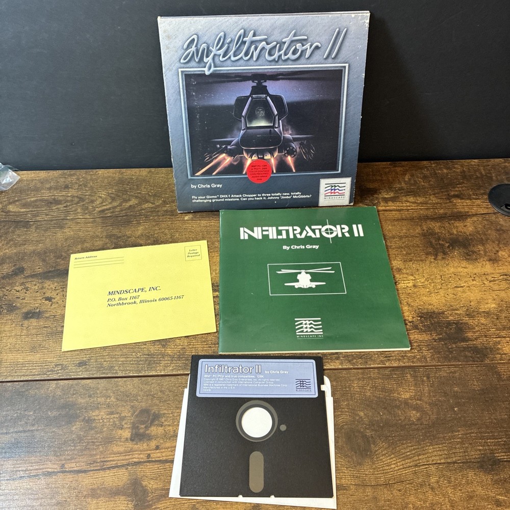 PC IBM Infiltrator & II (1 & 2) Computer Game Software MINDSCAPE by Chris Gray