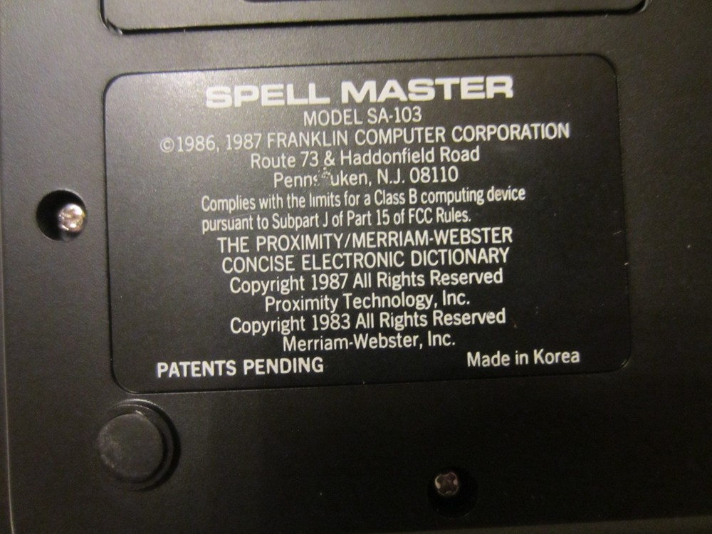Franklin Computer Spell Master SA-103 Liguistic Technology