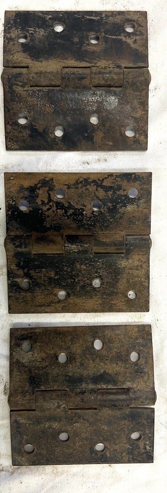 Three Rustic Hinges 4 In X 3 3/4 Gate / Barn Door Hinges