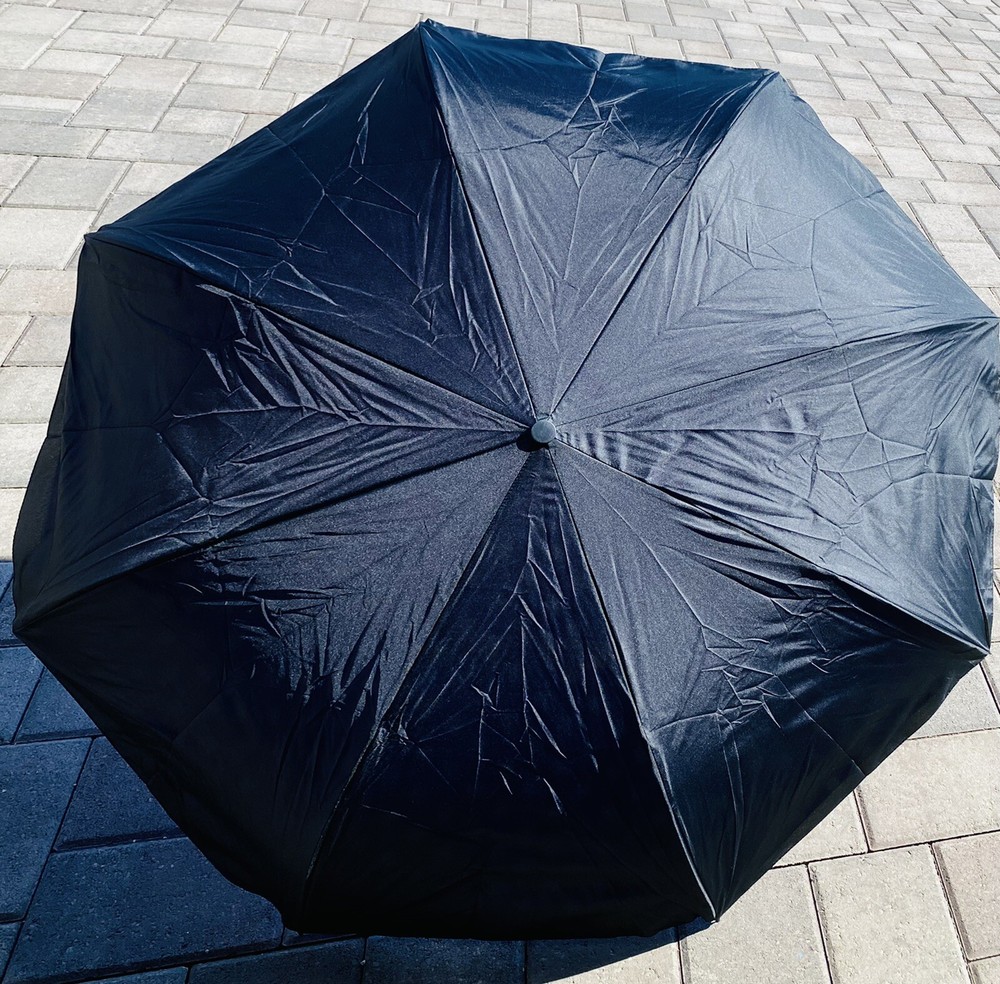 Purple/White Polka Dot & Black Double Layer Reverse Umbrellas - C Shaped Handle