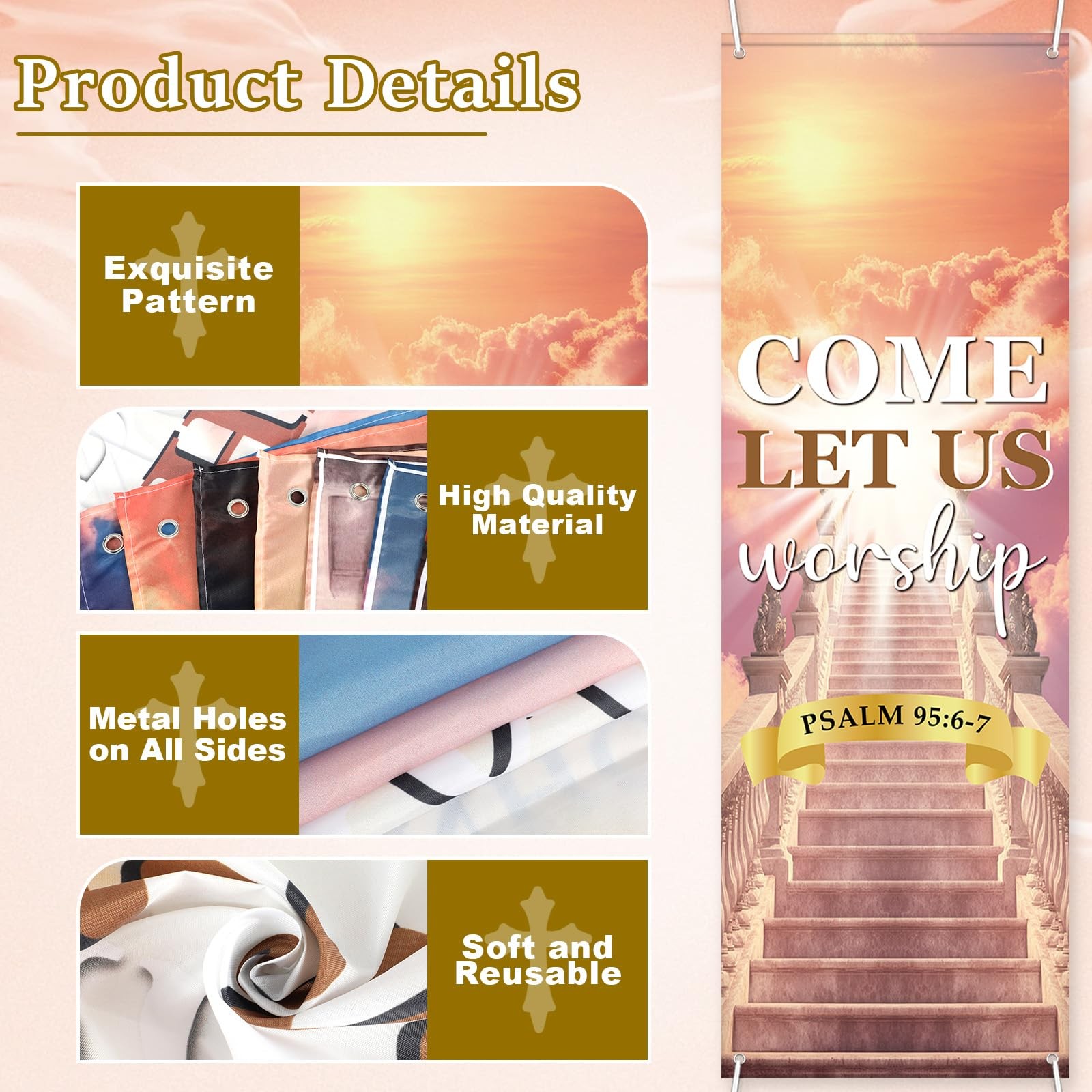 4Pcs Church Banners With Scripture Church Banners for Sanctuary Wall Worship ...