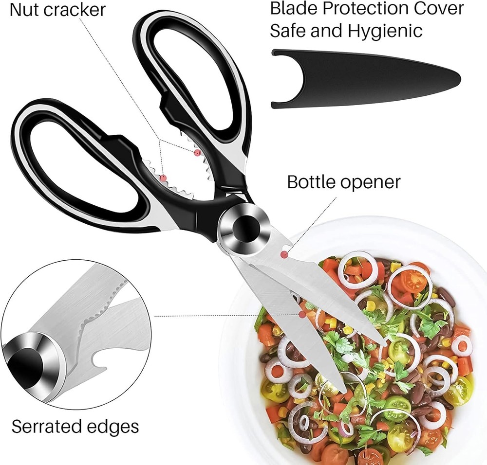 2× Kitchen Scissors Heavy Duty Premium Sharp Kitchen Shears for Food, Fish, Bone