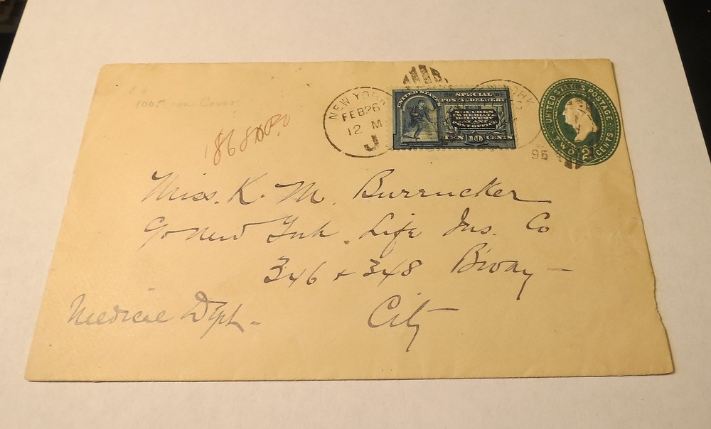 SCOTT #E4 1894  SPECIAL DELIVERY 10C ON COVER