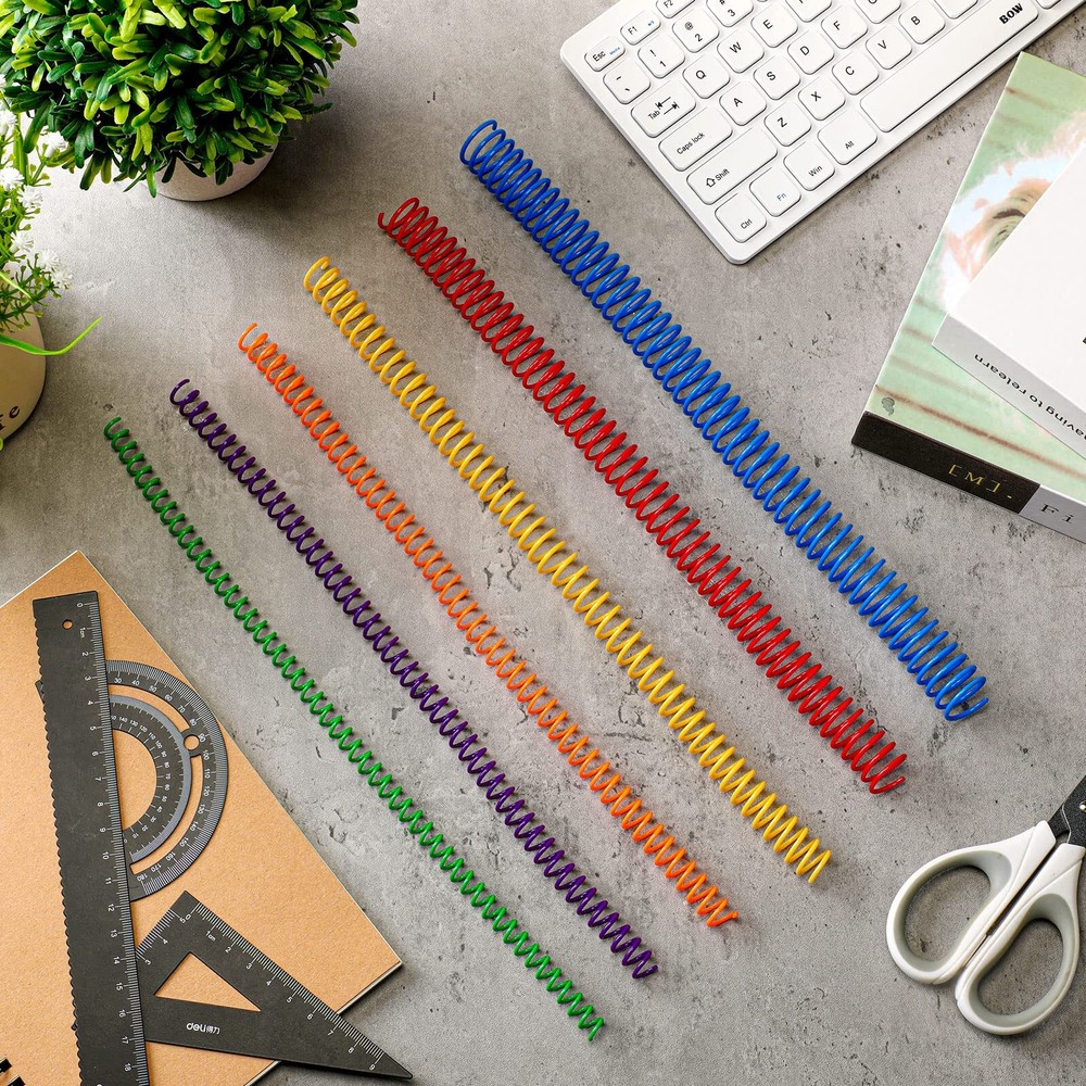 120 Pack Plastic Spiral Binding Coils Binding kit Spirals Multi Size Spiral B...