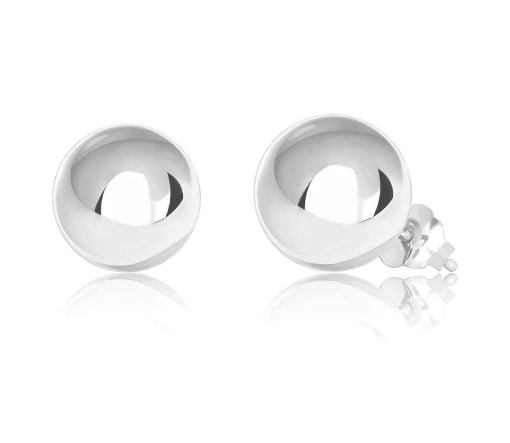 14K Solid Yellow/White Gold Ball Stud Earrings- Pure Gold 3MM To 11MM