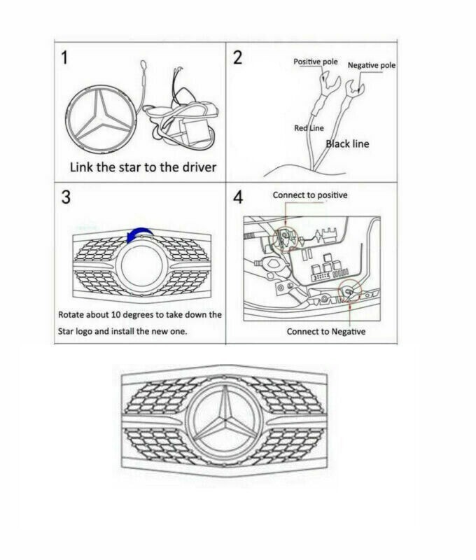 For 2011-2018 Mercedes Benz Illuminated Star Badge Front LED Grill Star Emblem