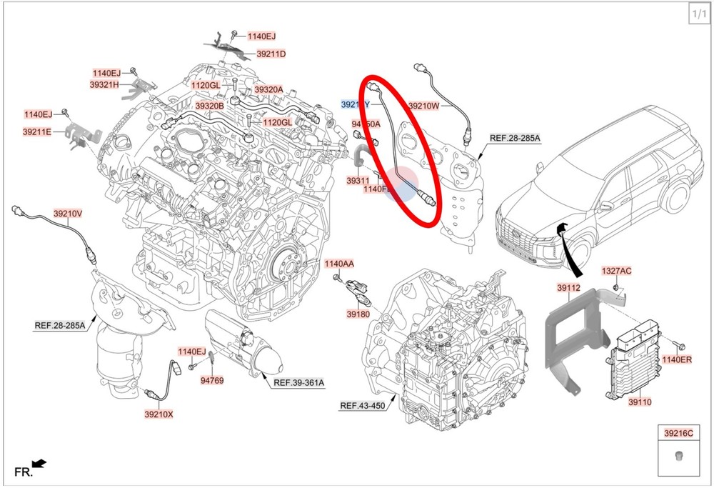 Genuine OEM Oxygen Sensor 39210 3LNC0 Rear RH Lambda Sensor for Hyundai Palisade