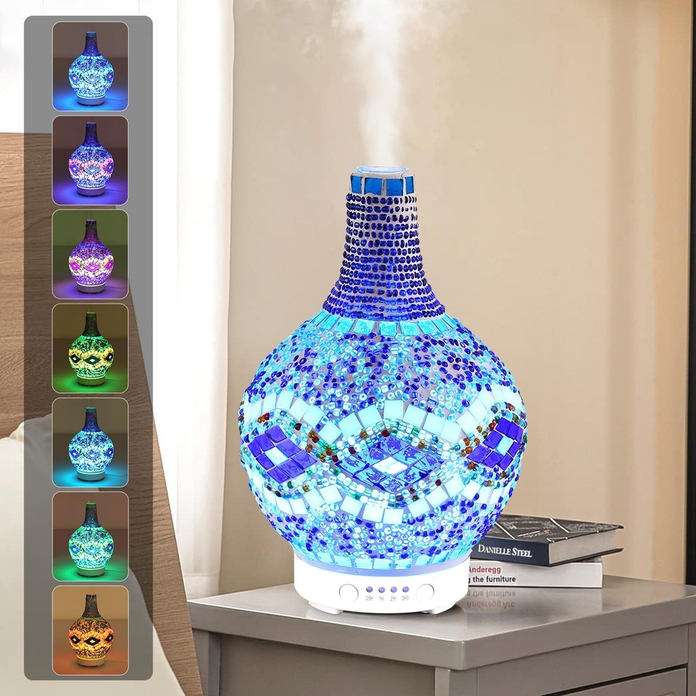 Mosaic Glass Essential Oil Diffuser,Tiffany Aromatherapy Diffuser 100ml Turki...