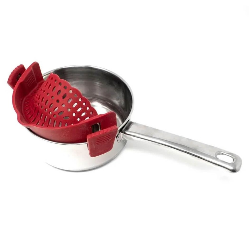 Norpro Silicone Clip-On Strainer 2185, Red