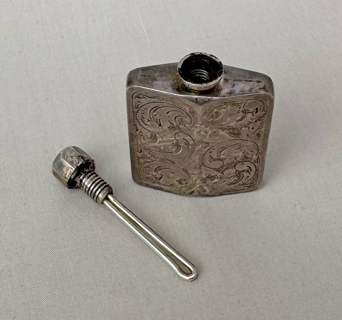 Sterling Silver Engraved Design Perfume Bottle with Wand Made in Germany;Y697