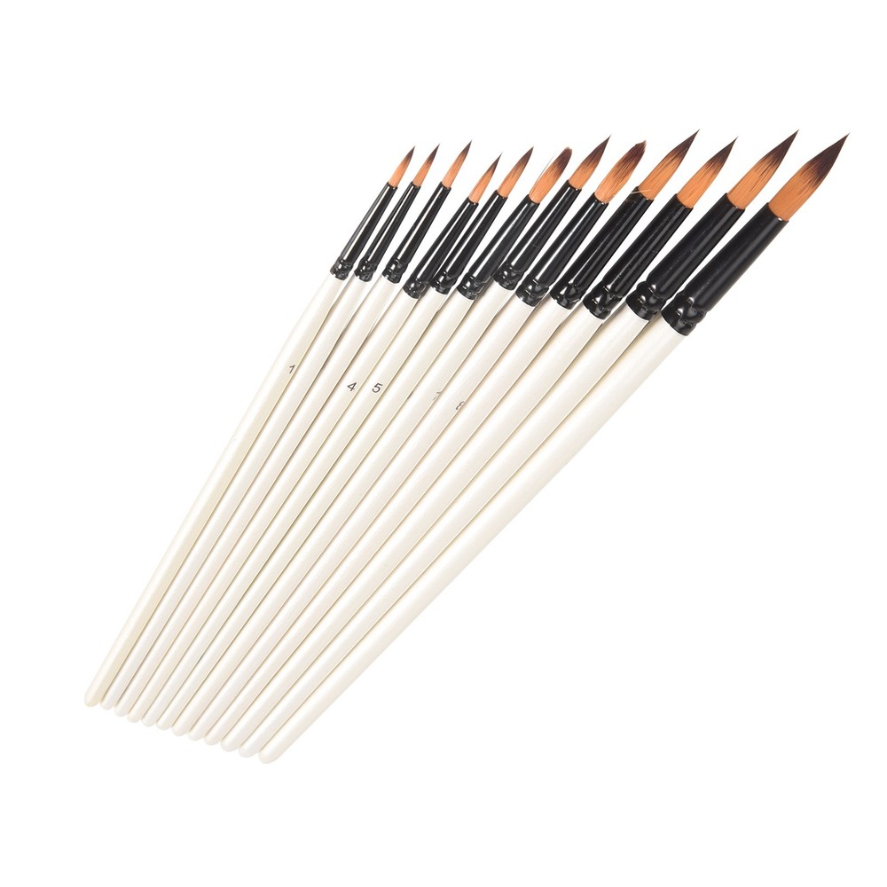 12Pcs Acrylic Paint Brushes Set, Professional Round-Pointed Tip Artist2334