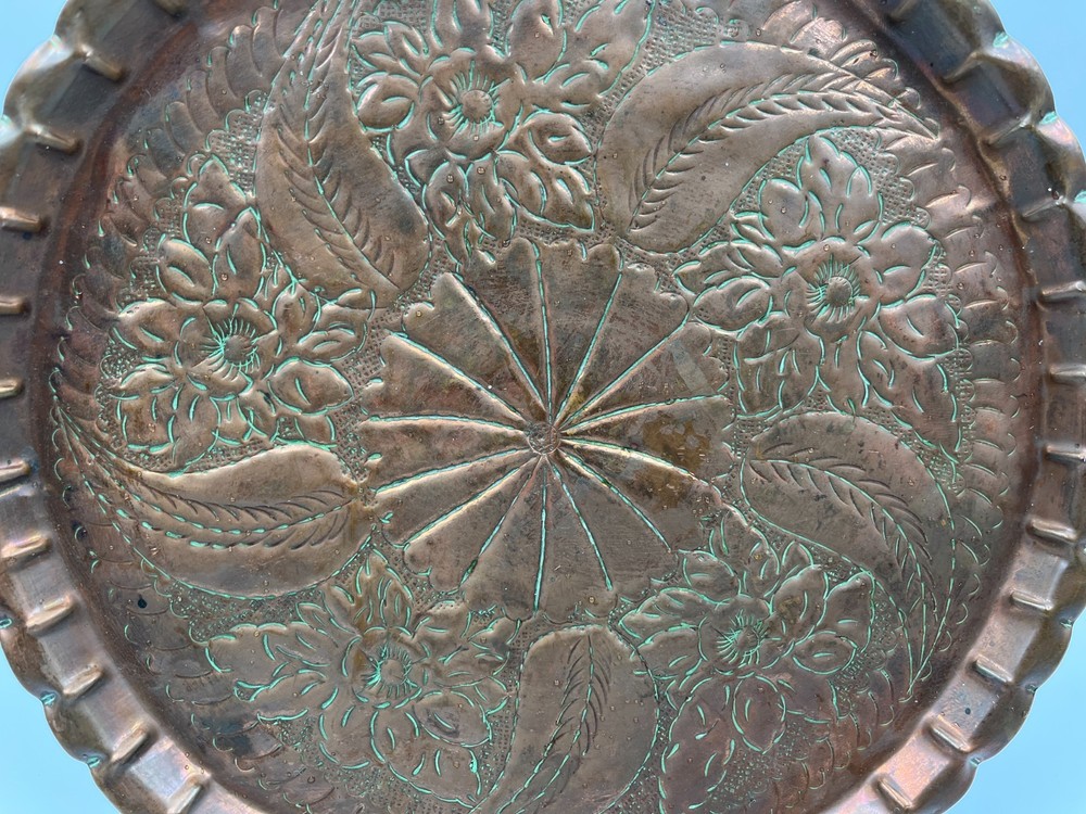 Vintage copper Serving Tray, 25.5 cm.