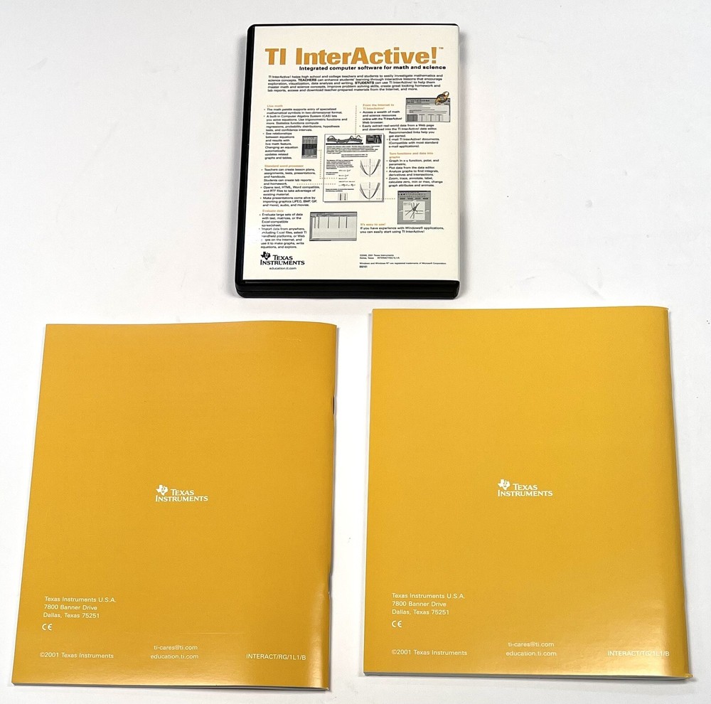 2001 TEXAS INSTRUMENTS TI Interactive! Computer Software for Math Science SET