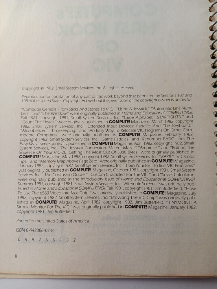 Compute!s First Book Of VIC Games Programs & Helpful Info Commodore VIC 20