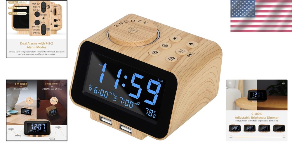 Transform Your Mornings: Stylish Alarm Clock with Thermometer & Sleep Timer