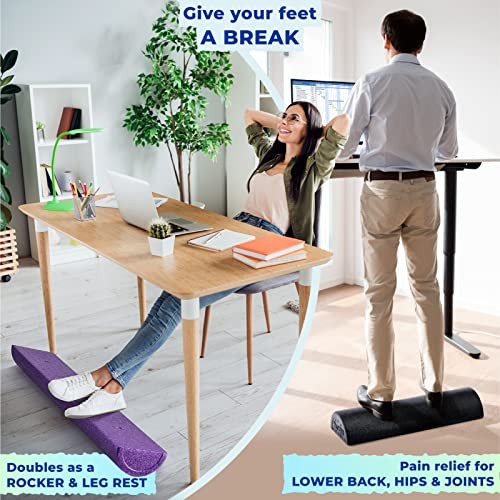 High-Density EPP Half Round Back Roller Foam, Exercise Foam Black 12 inch