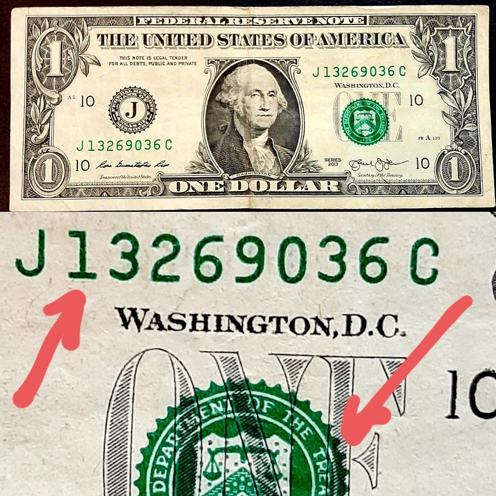 Shift error serial number and green seal shift  too for down $1 2013