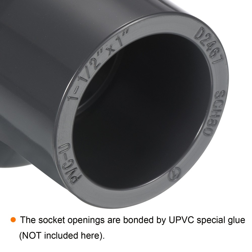 UPVC Reducer Pipe Fitting 1-1/2"x 1" Program Socket 80 Straight Coupling