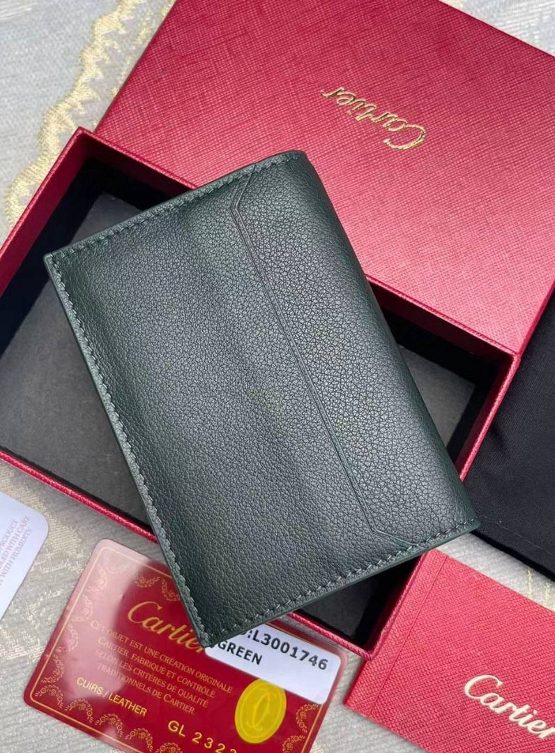 Cartier Must de Cartier Green Calfskin Leather 4CC Card Holder Wallet Full Box