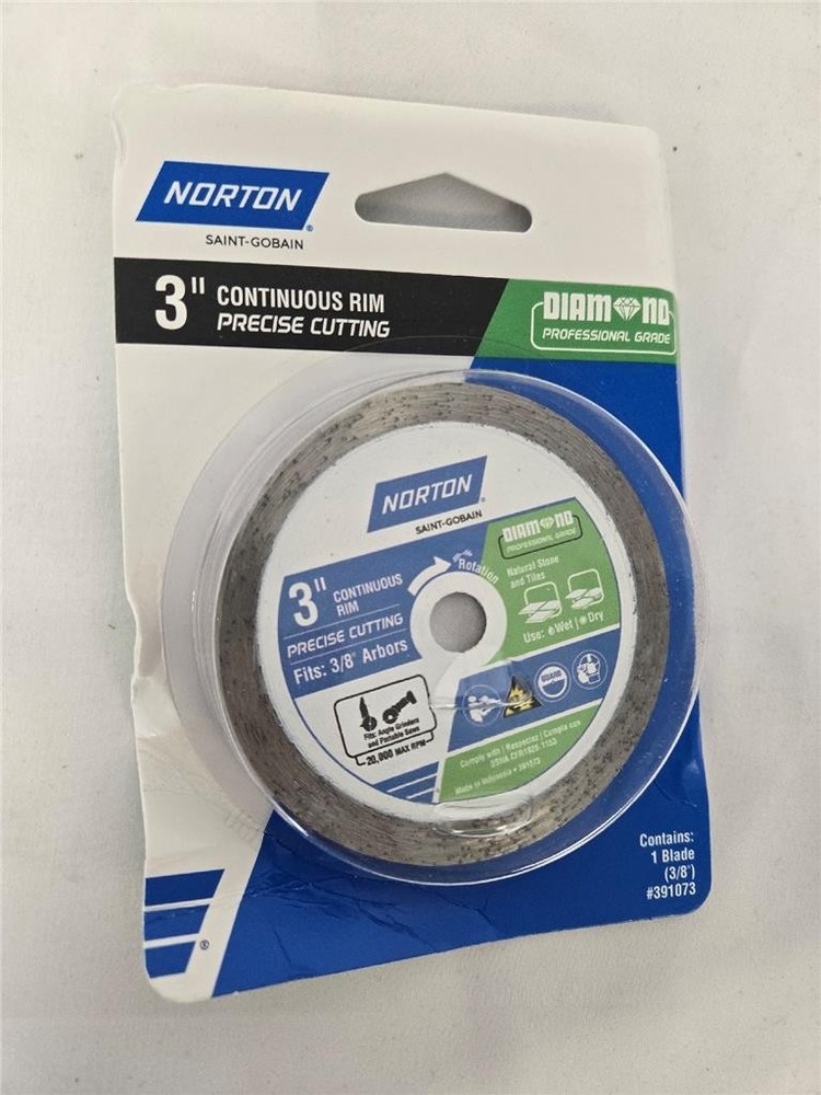 = Norton 3" Blade Continuous Rim Precise Cutting #391073 Diamond Grade NEW
