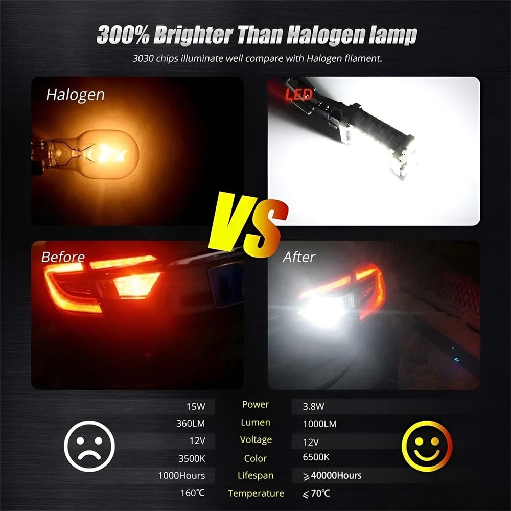 4 Pack LED Car Reverse Lights, T15 4014 45SMD Chipsets Backup Light White