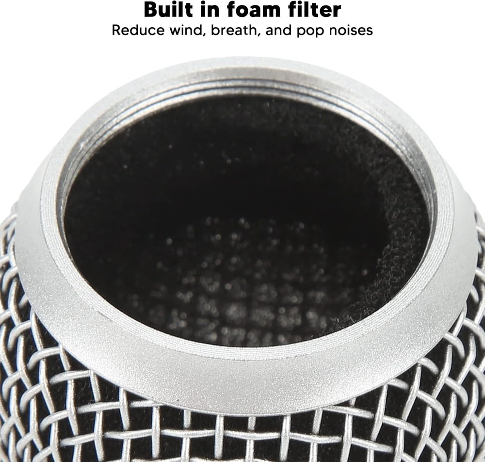 Microphone Grill, Replacement Steel Mesh Grill Head for Beta58A...
