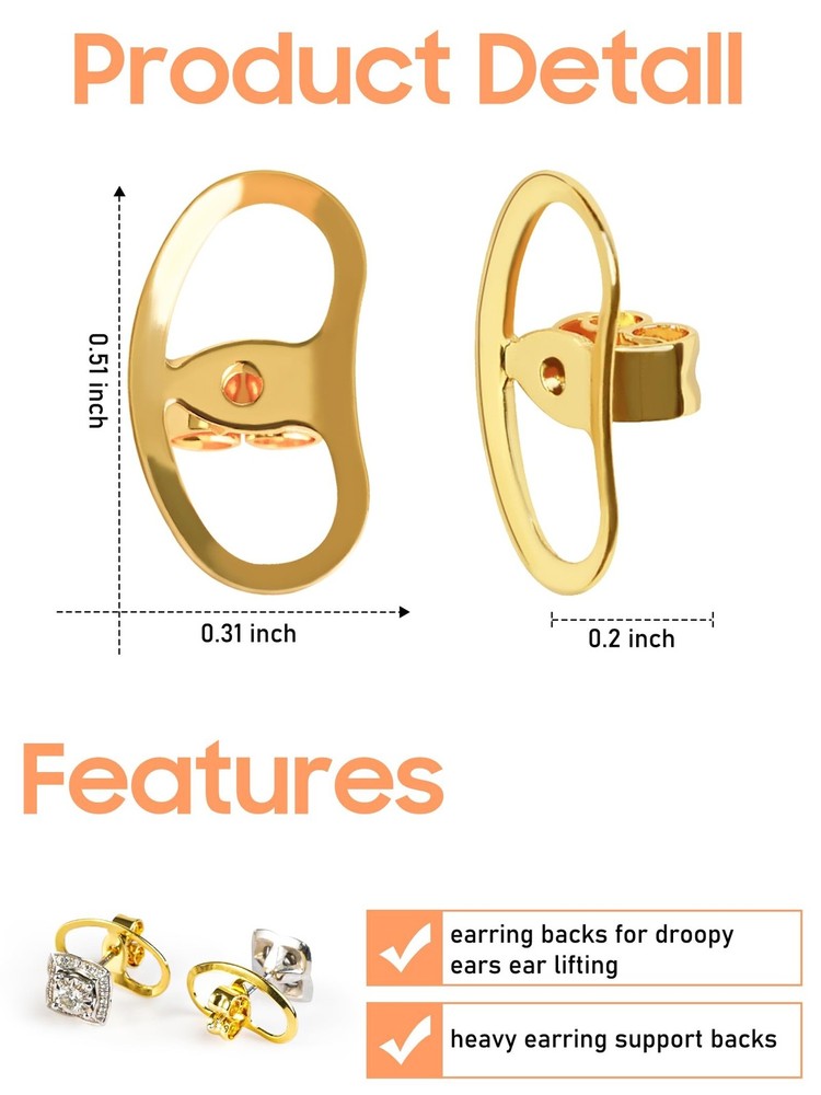Earring Backs Replacements for Droopy Ears, Heavy Earrings Lifters, Locking E...