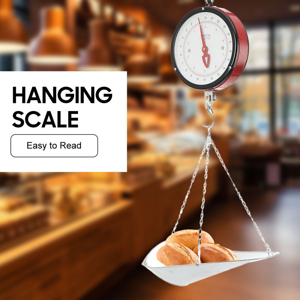 22lbs Double-sided Supermarkets Dial Hanging Scale Circular Hanging Scale