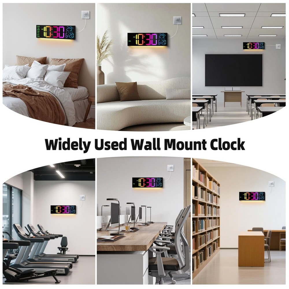 Maxstar 16.2'' Large Digital Wall Clock with Bluetooth Auto Sync, Remote Cont...