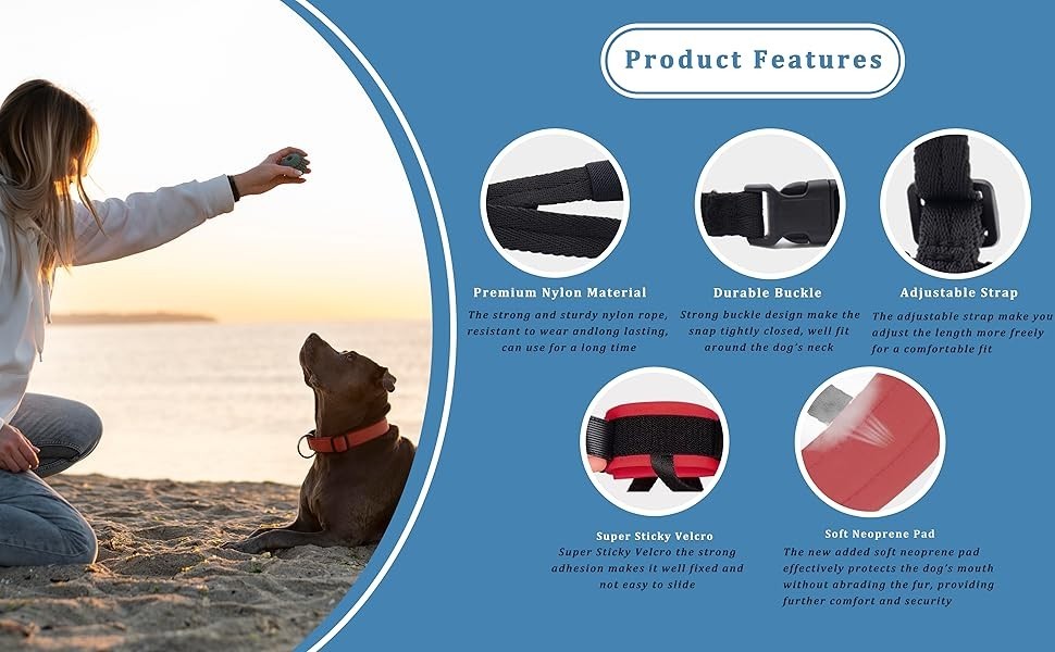 Gentle Dog Muzzle Guard, Soft Neoprene Padding, Prevent Biting, Barking (SMALL)