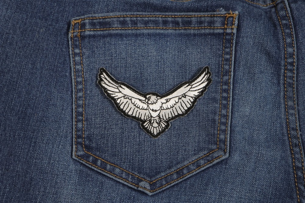 Black and White Eagle Iron on Patch - 3.5x2.2 inch - P5550