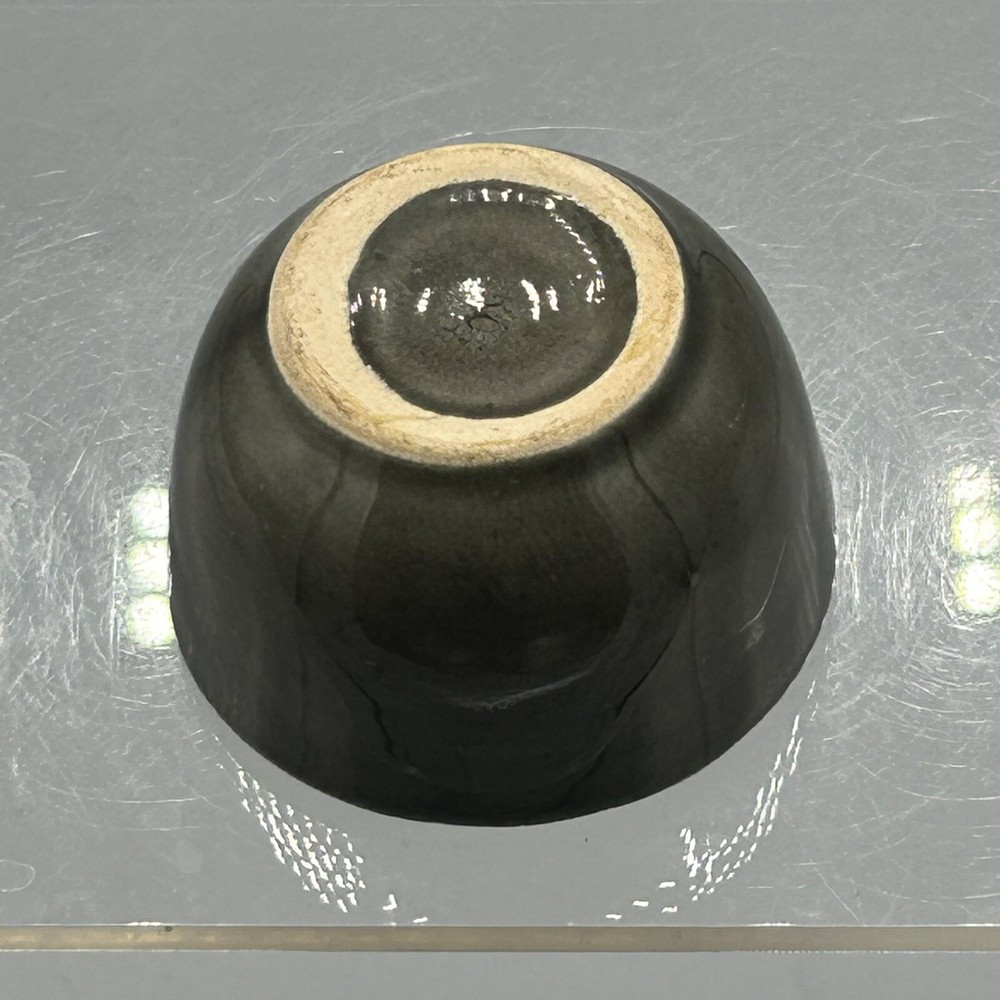 Vintage Brown Gray Glazed Ceramic Pottery Salt Cellar